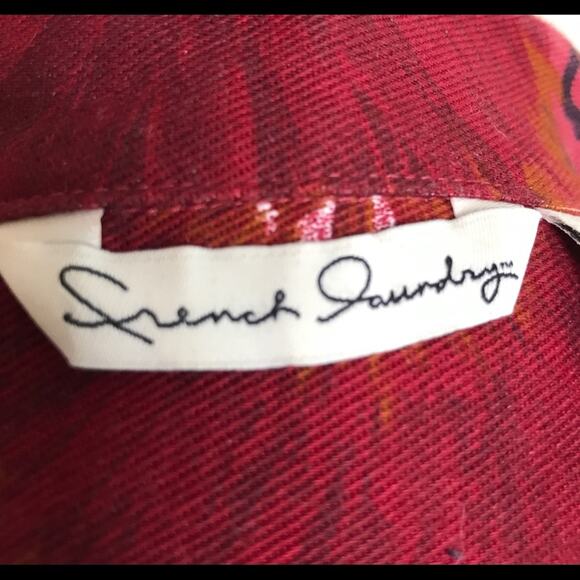 French Laundry Size Large Floral Printed Denim Jacket Pockets Fitted - Picture 13 of 15